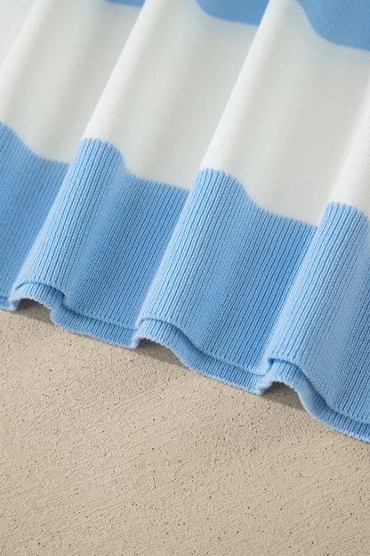 Plus Size Striped Colorblock Short Sleeve Sweater