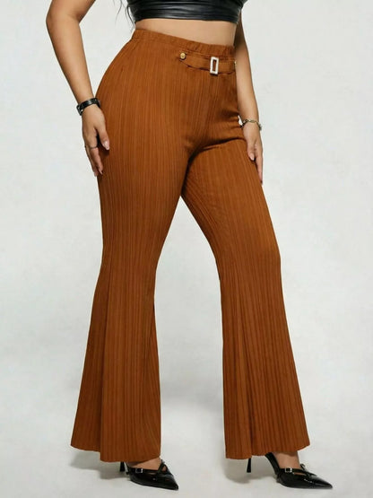 Plus Size High Waist Flare Pants - Plus Size XL-4XL - View 1