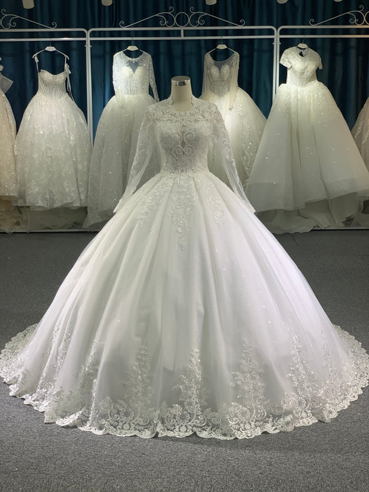 Plus Size Shining Tulle Lace Wedding Dress - Plus Size XL-4XL