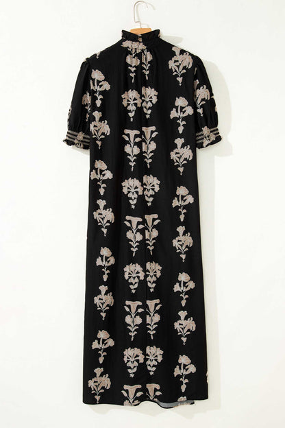 Plus Size Floral Print Frilled Collar Maxi Dress - Plus Size XL-4XL - View 6