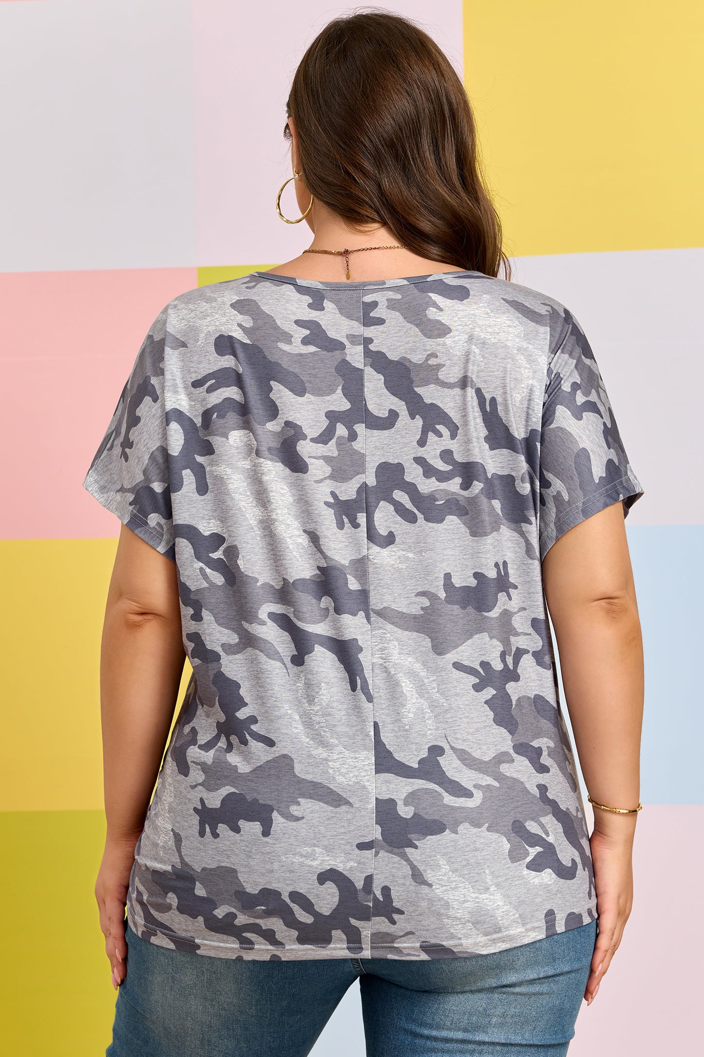 Plus Size Camo Print Casual T Shirt