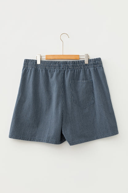Plus Size Contrast Drawstring Elastic Waist Denim Shorts
