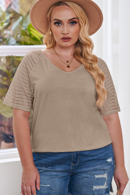 Plus Size Striped Raglan Sleeve Tee - Plus Size Clothing