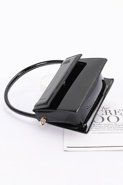 Plus Size Enamel Top Handle Flap Bag - Plus Size XL-4XL - View 3
