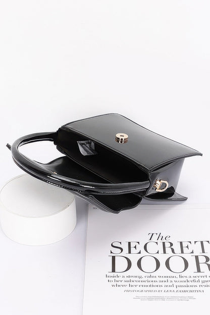 Plus Size Enamel Top Handle Flap Bag - Plus Size XL-4XL - View 4