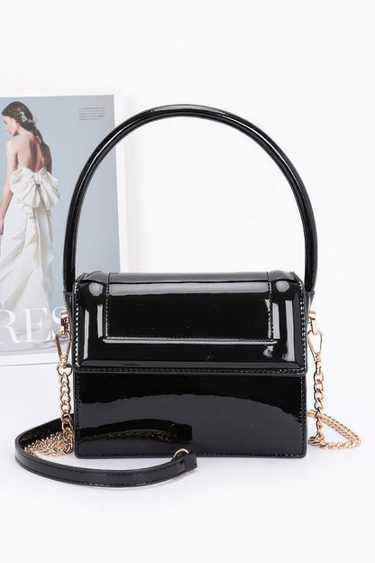 Plus Size Enamel Top Handle Flap Bag - Plus Size XL-4XL - View 1