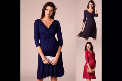 plus-size-pleated-maternity-evening-dress