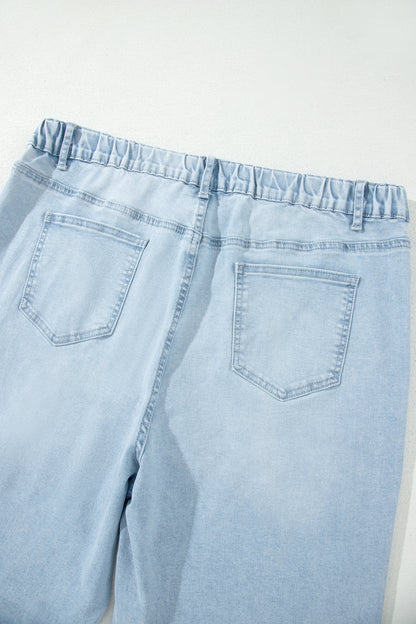 Plus Size Seam Detail Patch Pocket Shift Jeans - Plus Size Clothing