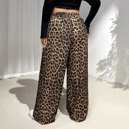 Plus Size Leopard-Print Casual Straight-Leg Pants - Plus Size XL-4XL - View 2
