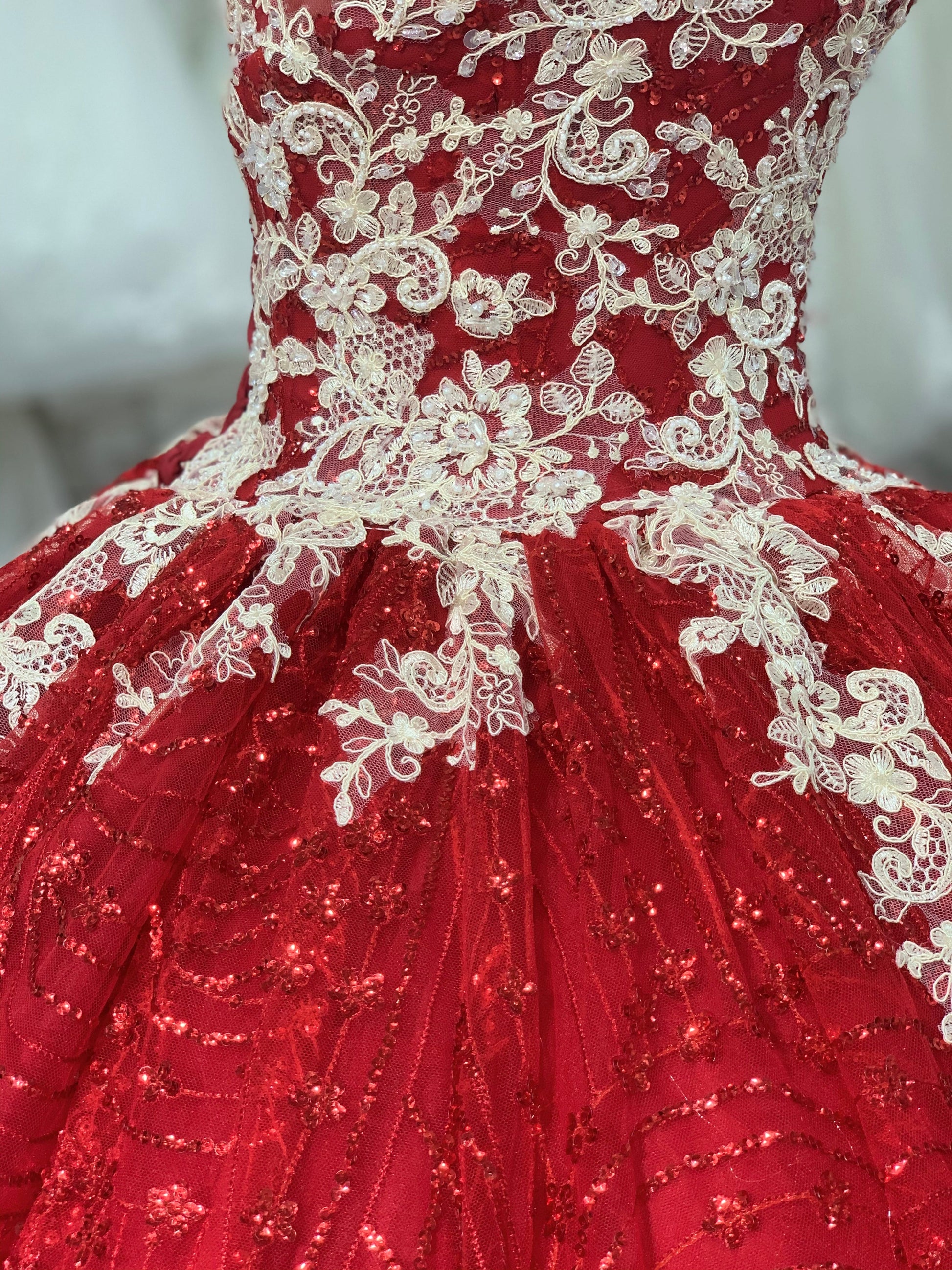 Lace up red dress floor length ball gown - Plus Size Clothing