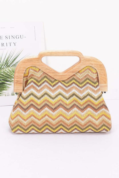 Plus Size Faux Straw Wood Frame Clutch - Plus Size XL-4XL - View 6