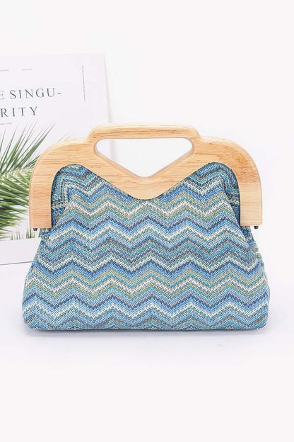 Plus Size Faux Straw Wood Frame Clutch - Plus Size XL-4XL - View 5