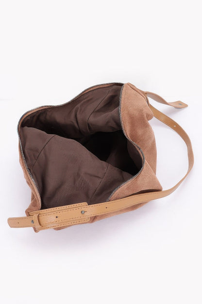 Faux Suede Bindle Bag - Plus Size Clothing