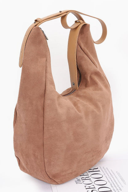 Faux Suede Bindle Bag - Plus Size Clothing