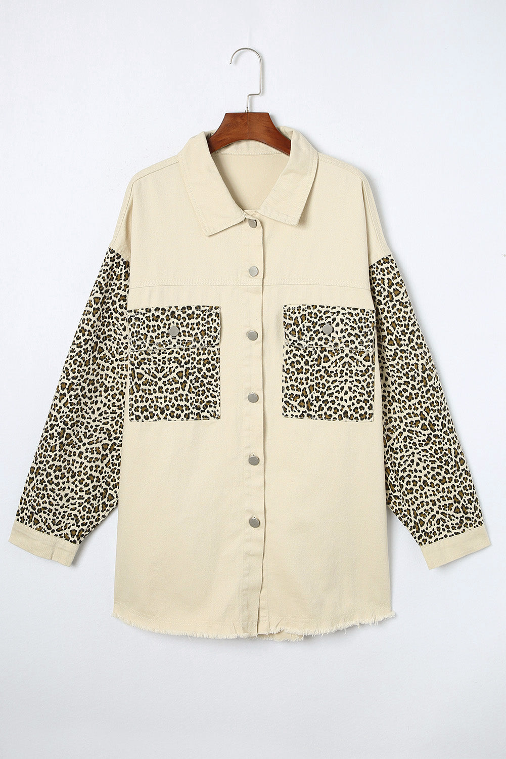 Plus Size Leopard Print Denim Jacket