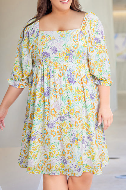 Plus Size Floral Babydoll Dress - Plus Size XL-4XL - View 8