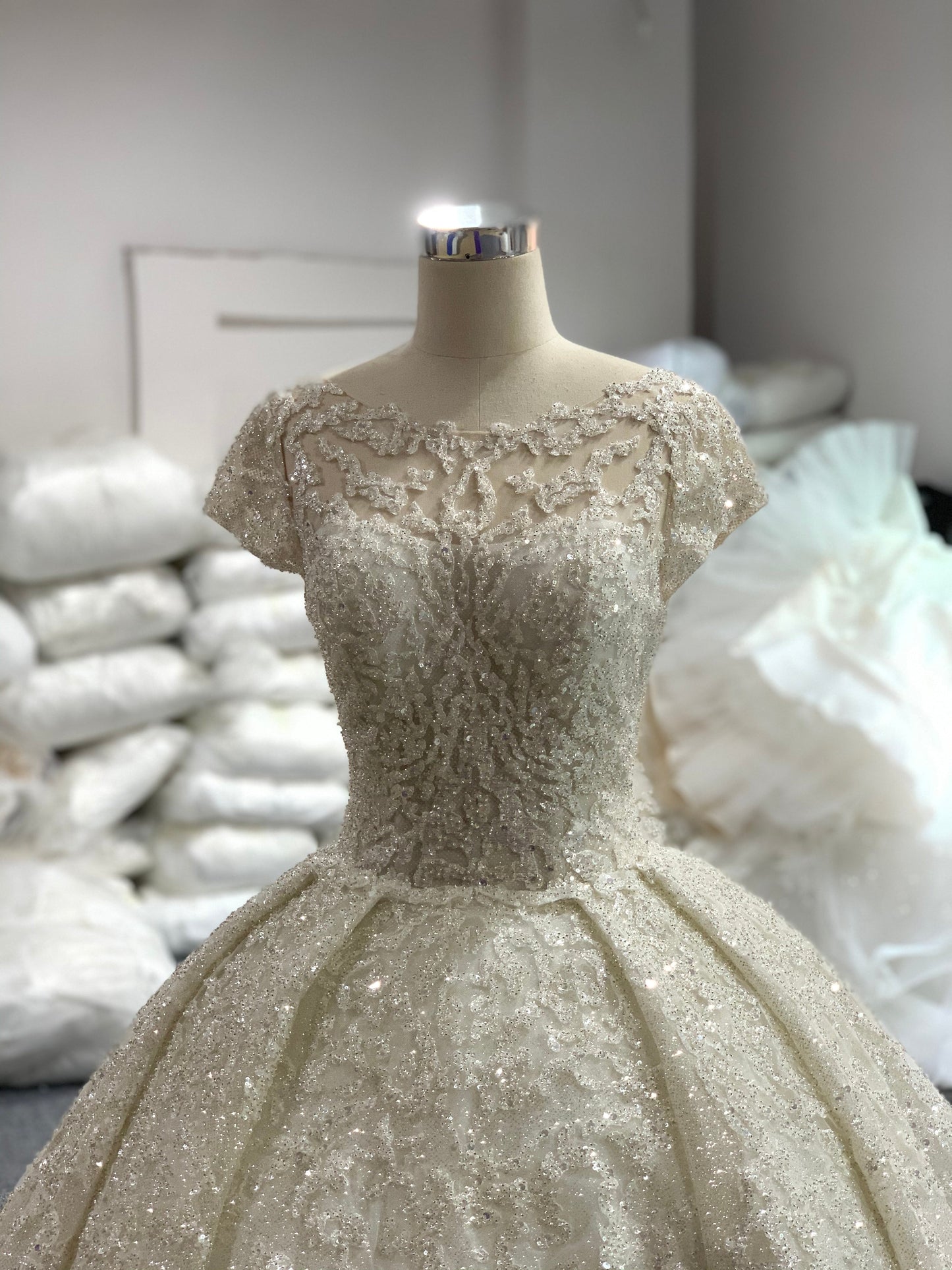 Sparkling portrait vintage bridal gown