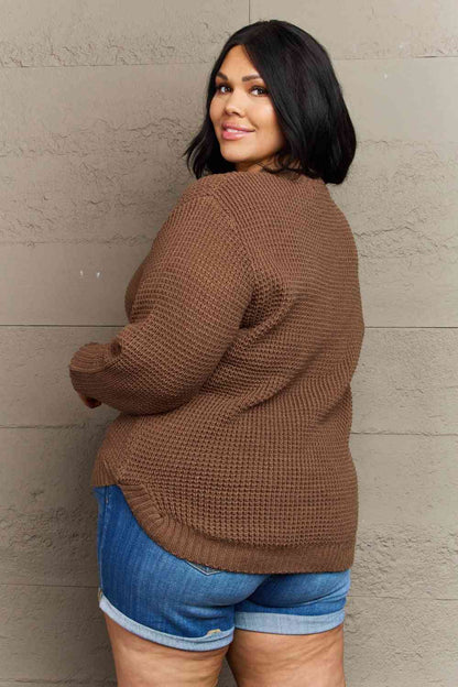 Plus Size Breezy Days High Low Waffle Knit Sweater - Plus Size XL-4XL - View 2