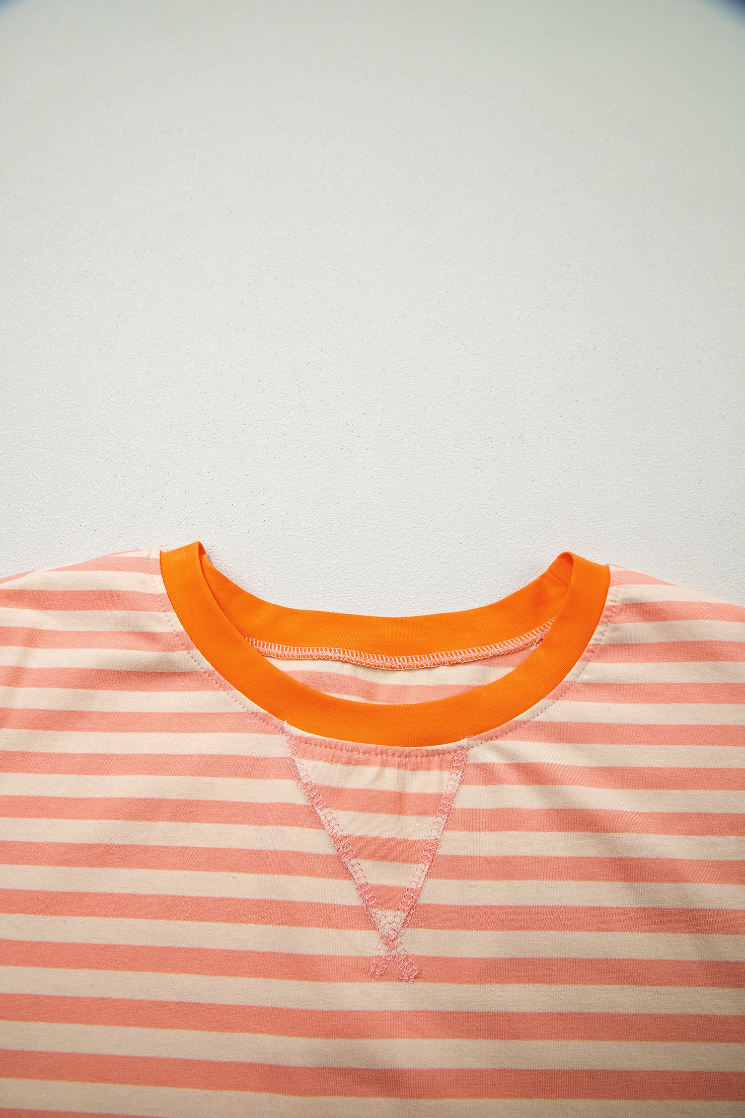 Plus Size Striped Drop Shoulder T-Shirt and Shorts Set - Plus Size XL-4XL - View 4