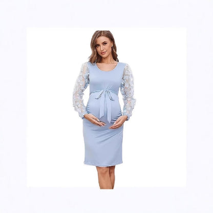 Plus Size Floral Patchwork Long Sleeve Maternity Dress - Plus Size XL-4XL - View 2