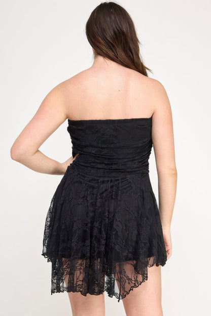 Plus Size Lace Overlay Asymmetrical Midi Dress - Plus Size XL-4XL - View 9