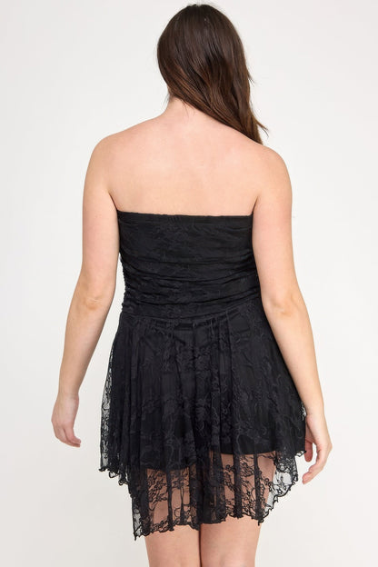 Plus Size Lace Overlay Asymmetrical Midi Dress - Plus Size XL-4XL - View 8