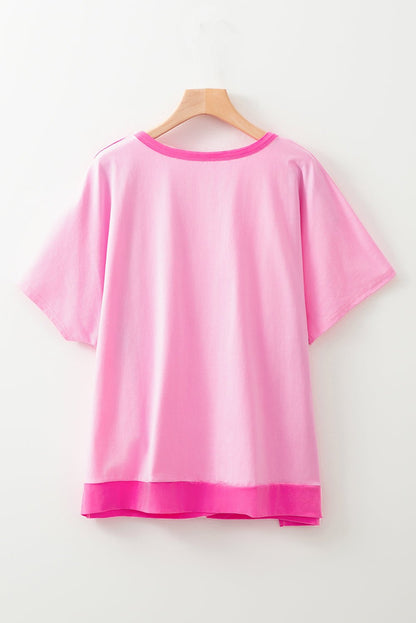 Plus Size Colorblock Patchwork Henley Top - Plus Size Clothing