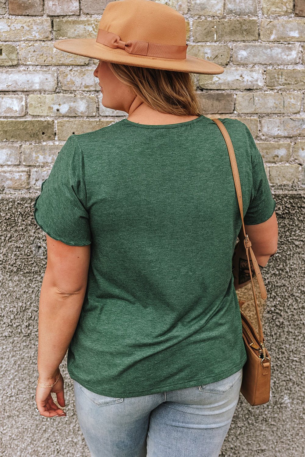 Plus Size Embroidery V Neck Draped Sleeve Blouse - Plus Size Clothing