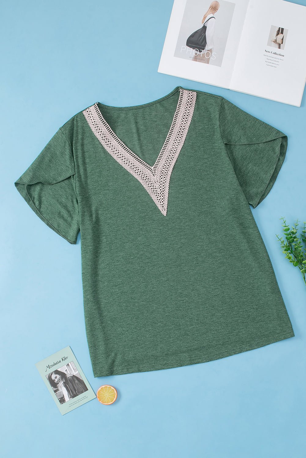 Plus Size Embroidery V Neck Draped Sleeve Blouse - Plus Size Clothing