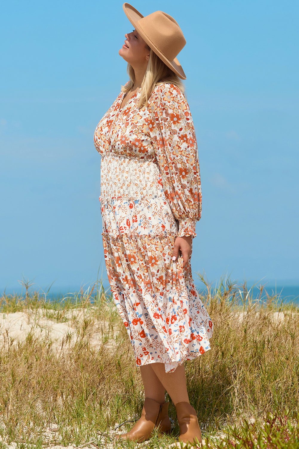 Plus Size Floral Tiered Ruffle Maxi Dress - Plus Size Clothing