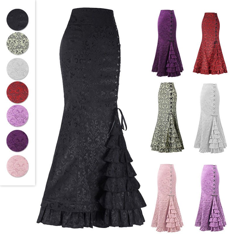 Plus Size Gothic Black Jacquard Mermaid Skirt - Plus Size XL-4XL - View 1