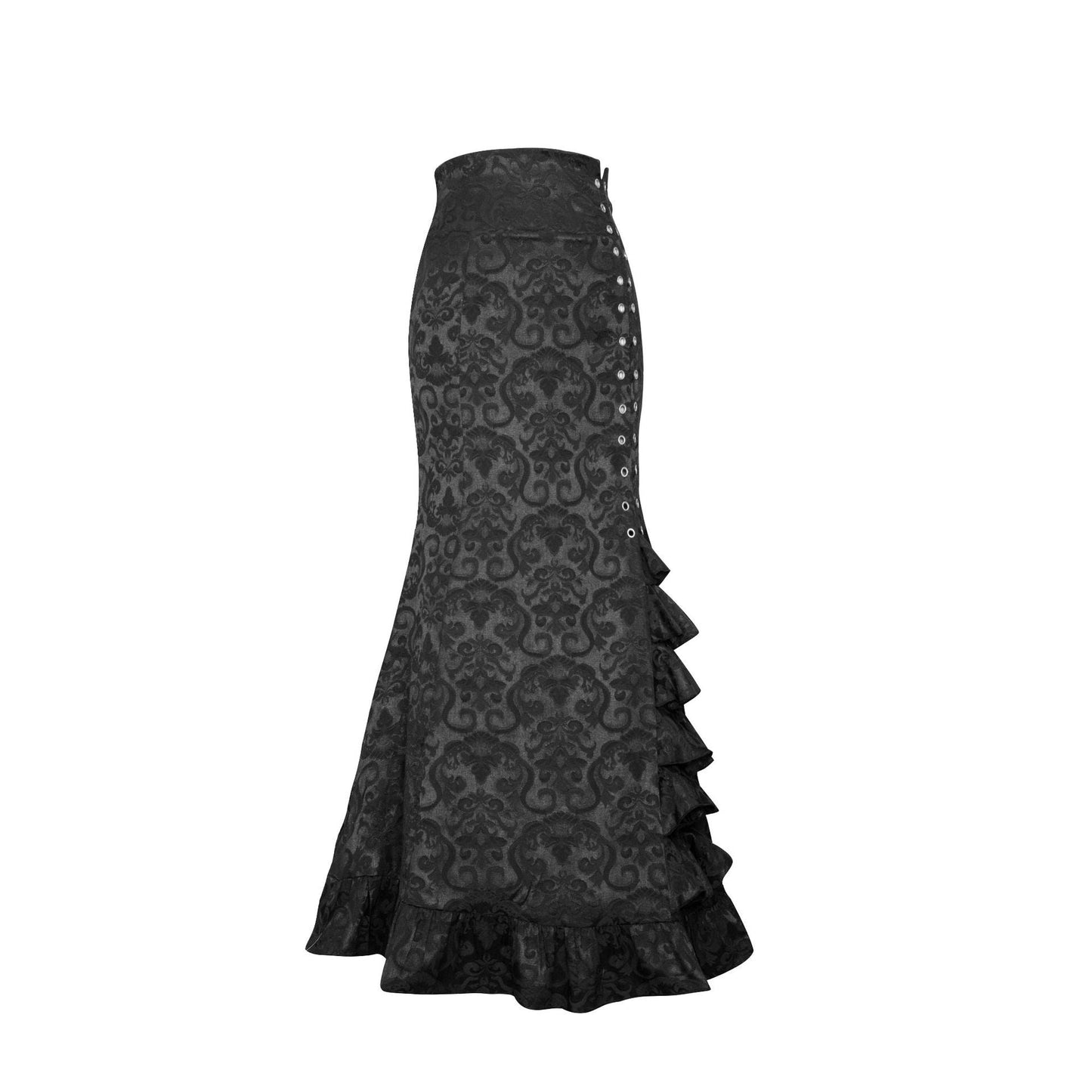 Plus Size Gothic Black Jacquard Mermaid Skirt - Plus Size XL-4XL - View 13