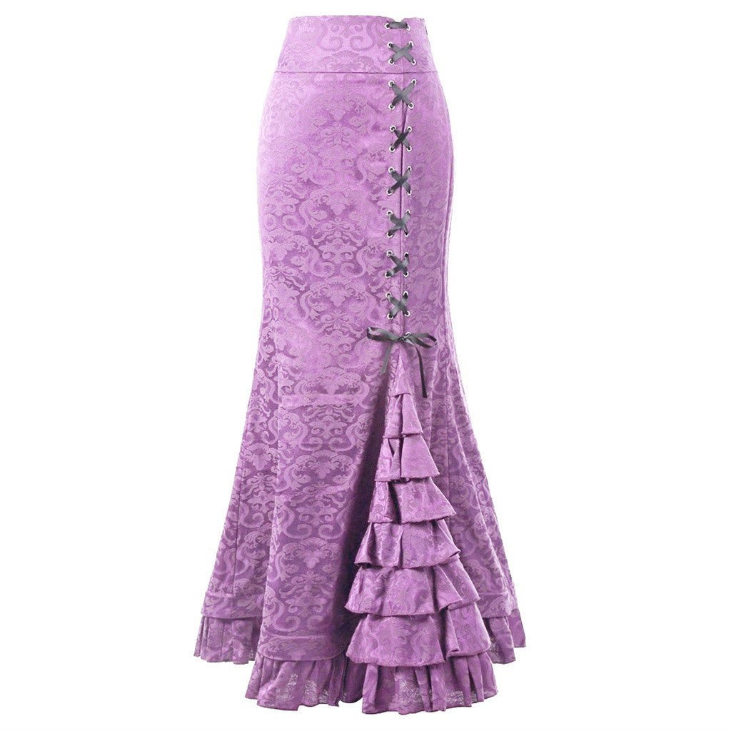 Plus Size Gothic Black Jacquard Mermaid Skirt - Plus Size XL-4XL - View 12