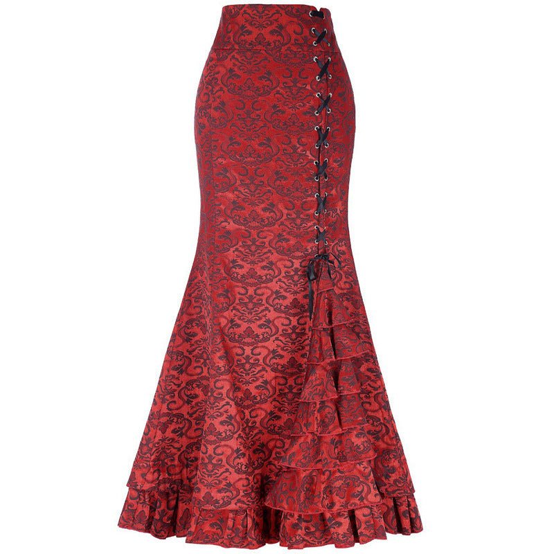 Plus Size Gothic Black Jacquard Mermaid Skirt - Plus Size XL-4XL - View 4