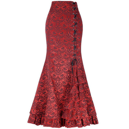 Plus Size Gothic Black Jacquard Mermaid Skirt - Plus Size XL-4XL - View 4