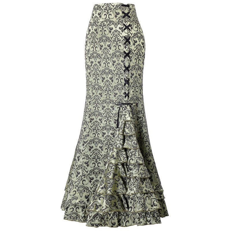 Plus Size Gothic Black Jacquard Mermaid Skirt - Plus Size XL-4XL - View 2