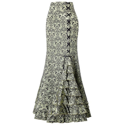 Plus Size Gothic Black Jacquard Mermaid Skirt - Plus Size XL-4XL - View 2