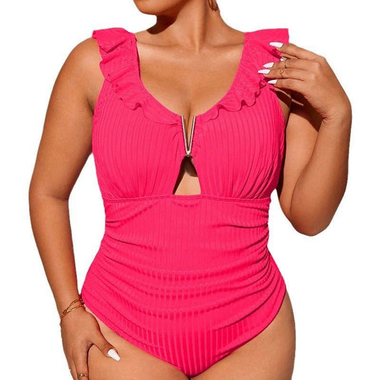 Plus Size High-Waisted One-Piece Swimsuit - Plus Size XL-4XL - View 1