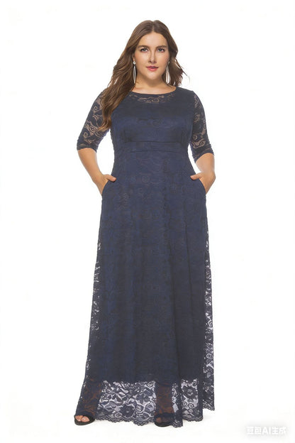 Plus Size Lace Bridesmaid Dress - Plus Size XL-4XL - View 15