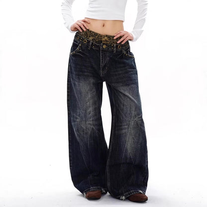 Plus Size Leopard Print Denim Jeans - Plus Size XL-4XL - View 3