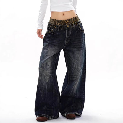 Plus Size Leopard Print Denim Jeans - Plus Size XL-4XL - View 1