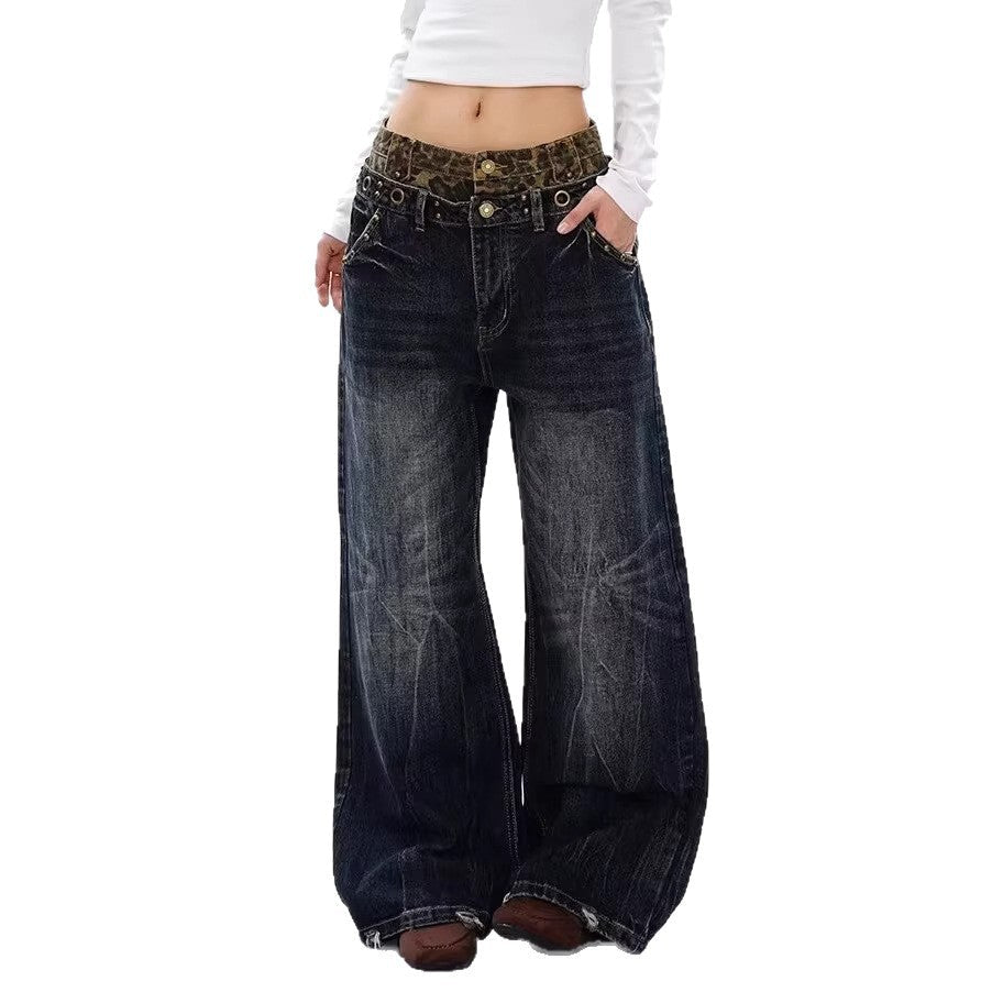 Plus Size Leopard Print Denim Jeans - Plus Size XL-4XL - View 5