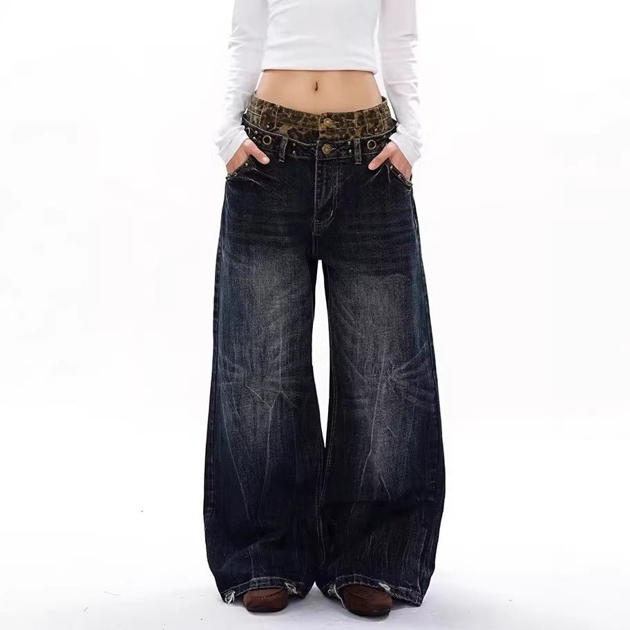 Plus Size Leopard Print Denim Jeans - Plus Size XL-4XL - View 4