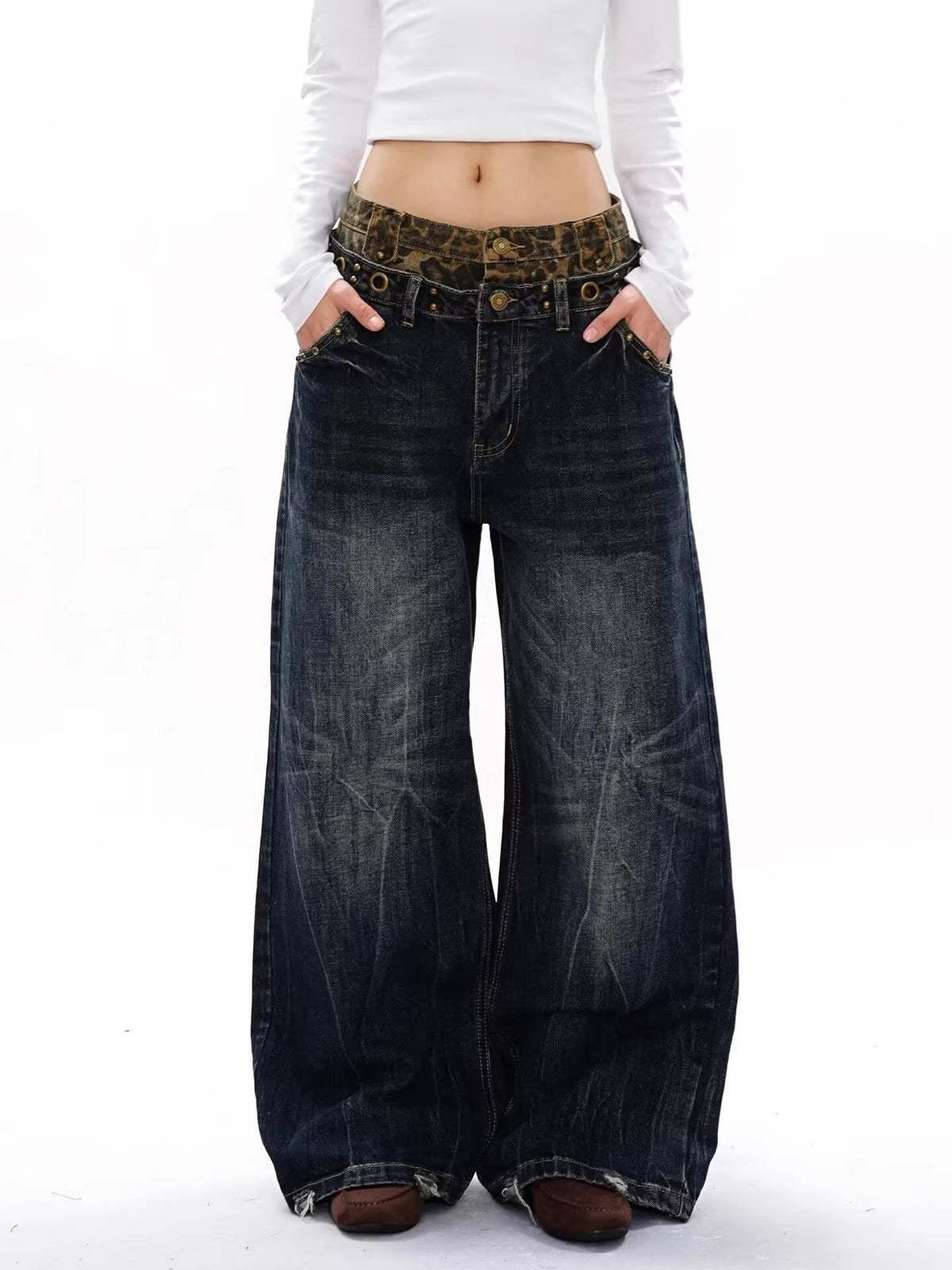 Plus Size Leopard Print Denim Jeans - Plus Size XL-4XL - View 6