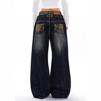 Plus Size Leopard Print Denim Jeans - Plus Size XL-4XL - View 2