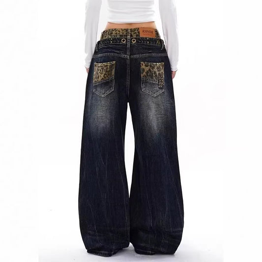 Plus Size Leopard Print Denim Jeans - Plus Size XL-4XL - View 2