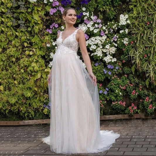 Plus Size Maternity Wedding Dress - Plus Size XL-4XL - View 1
