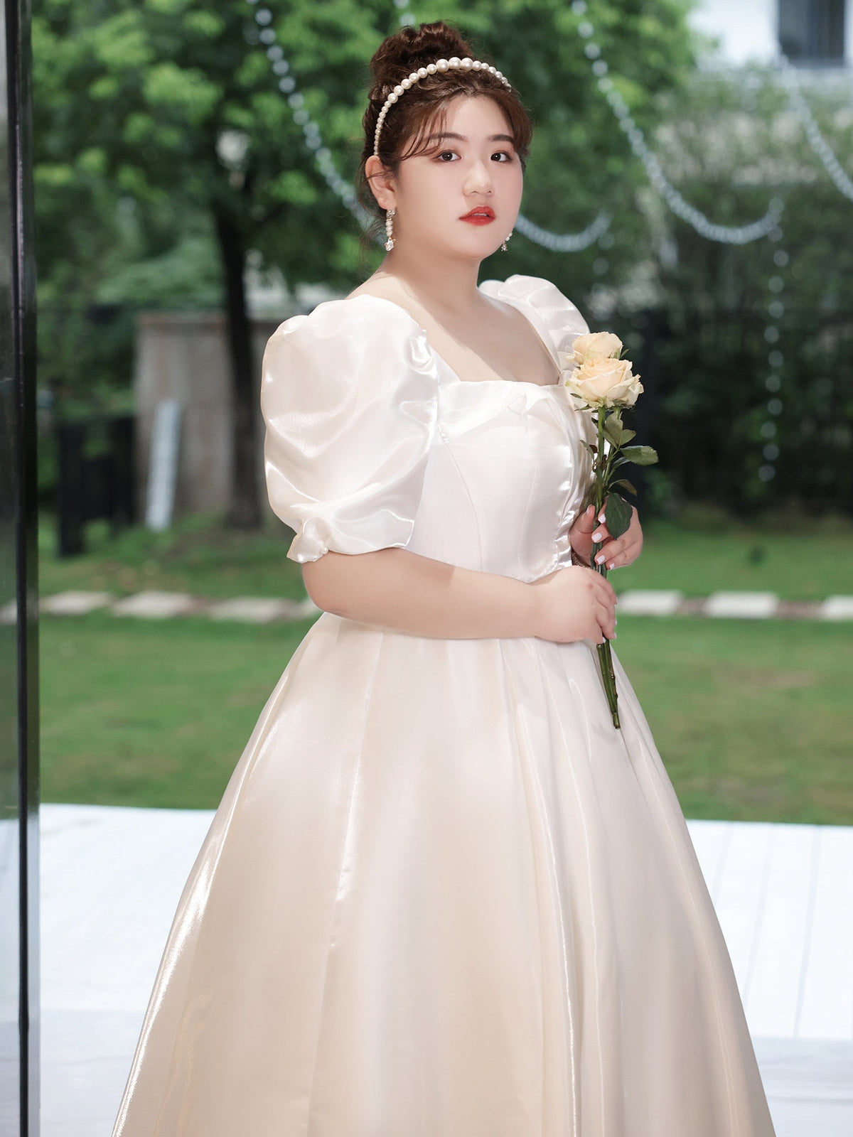 Plus Size Satin Wedding Dress - Plus Size XL-4XL - View 3