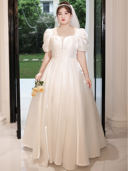 Plus Size Satin Wedding Dress - Plus Size XL-4XL - View 1