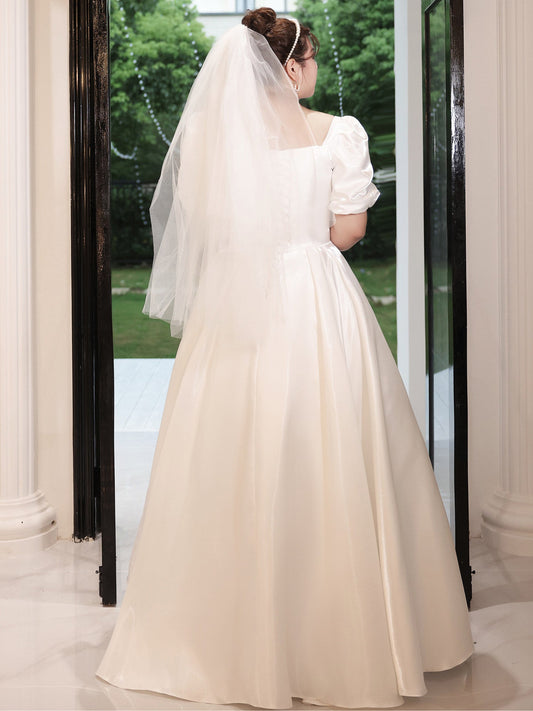 Plus Size Satin Wedding Dress - Plus Size XL-4XL - View 2